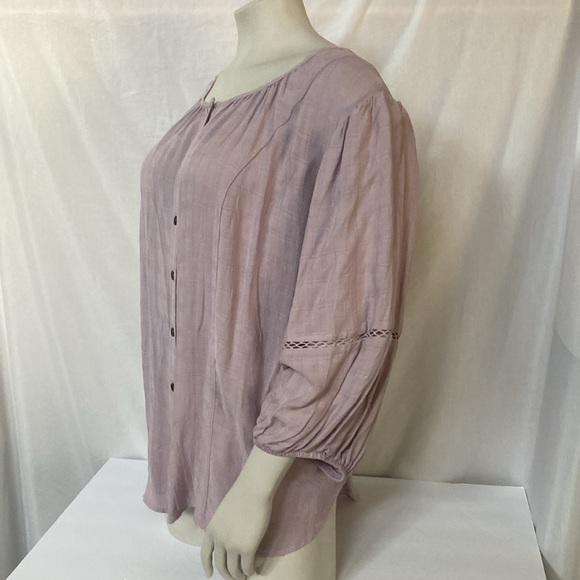 KNOX ROSE Women’s Button Down Blouse Plus Size 1X Balloon Sleeves Lavender NWOT - Picture 3 of 9